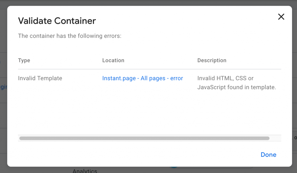 Tag Manager error